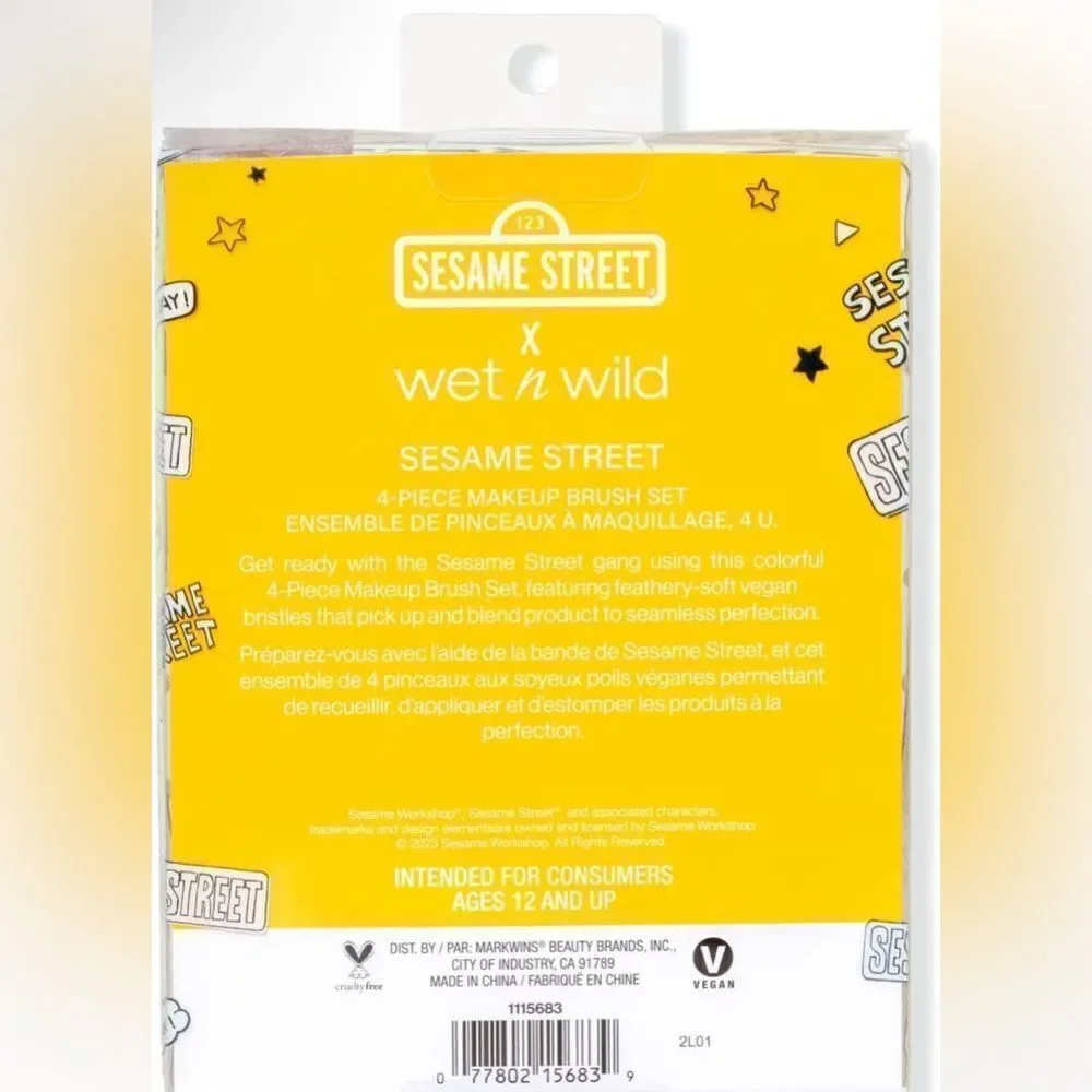 Playful Beauty: NWT Wet n Wild x Sesame Street 4-Piece Makeup Brush Set